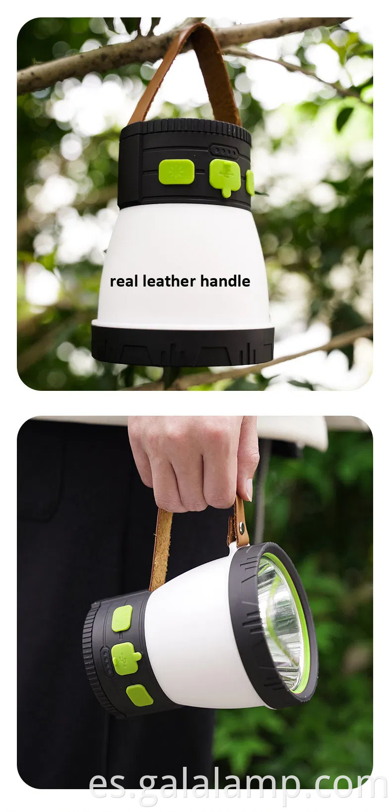 Linterera para acampar recargable solar de peso ultraligero con cargador de teléfono